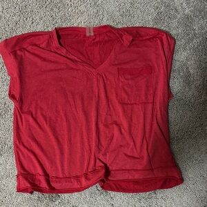 Altar'd State Red Oversized Short Sleeve Tee
